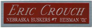 Eric Crouch Heisman Nameplate Autographed Signed Football Helmet Jersey Photo