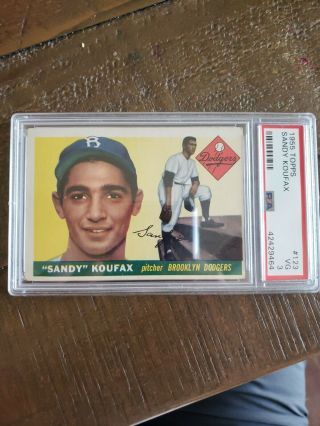 1955 Topps Sandy Koufax Rookie Card 123 High End Psa 3 Vg Dodgers