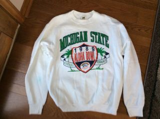 Vintage 1989 Michigan State Aloha Bowl Long Sleeve Xl Sweatshirt