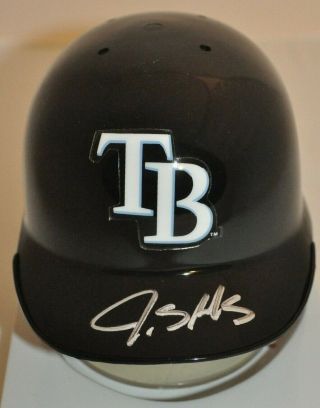 James Shields 2008 Al Champs Tampa Bay Rays Autographed Riddell Mini Helmet