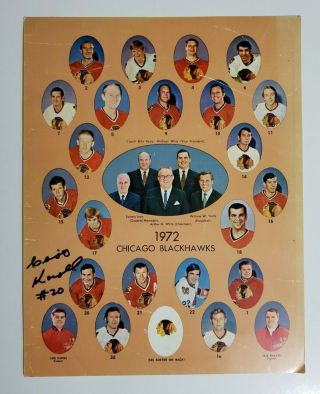 1972 Chicago Blackhawks 8x10 Team Photo Hockey Autograph By Cliff Koroll