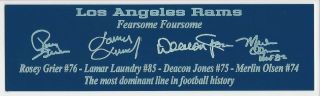 Los Angeles Rams Fearsome Foursome Autograph Nameplate Football Helmet Jersey