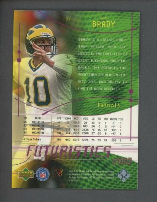 2000 UD IONIX Futuristics 77 Tom Brady Patriots RC Rookie /2000 2