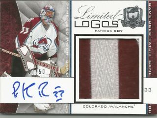 2008 - 09 The Cup Patrick Roy Limited Logos Game Patch Auto / 50 Avalanche