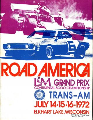 L&m Road America 1972 Trans - Am & Continental Races Elkhart Lake,  Wi Package