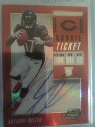 Anthony Miller Chicago Bears 2018 Contenders Optic Rookie Ticket Rd Auto Rc /199