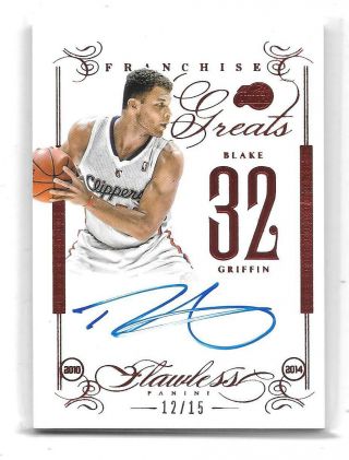 2013 - 14 Panini Flawless Blake Griffin Franchise Greats Auto 12/15 Ruby Red Auto