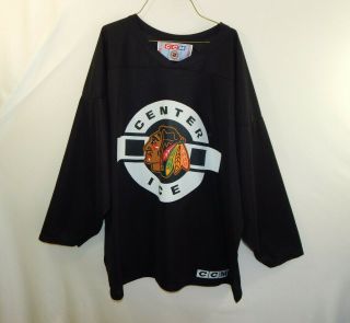 Chicago Blackhawks Nhl Hockey Center Ice Jersey Ccm Black Size Extra Large Xl