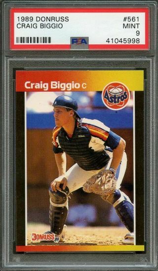 1989 Donruss 561 Craig Biggio Houston Astros Rookie Card Psa 9