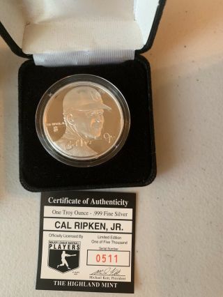 The Highland Cal Ripken Jr 0511 Of 5000 Silver Coin