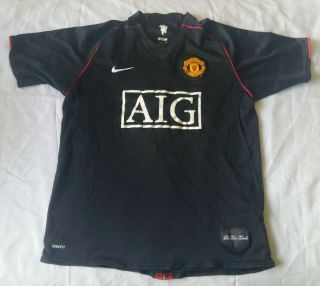 2007/2008 Nike Manchester United Soccer Jersey Shirt Away Black Men’s Size: M