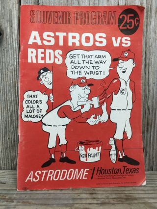 1967 Houston Astros Vs Cincinnati Reds Souvenir Program 8/26/67 Reds 6 Astros 1