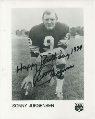 Sonny Jurgensen Redskins Football Hall Of Fame Hand Signed Autographed Photo