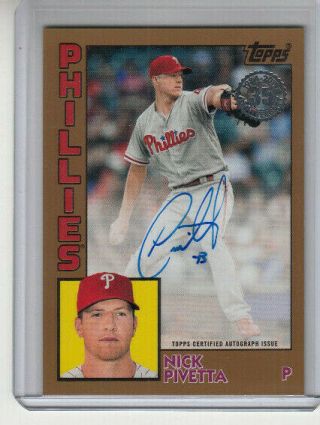 2019 Topps Series 2 Nick Pivetta Gold Auto 1984 31/50 Phillies 35th 84a - Np