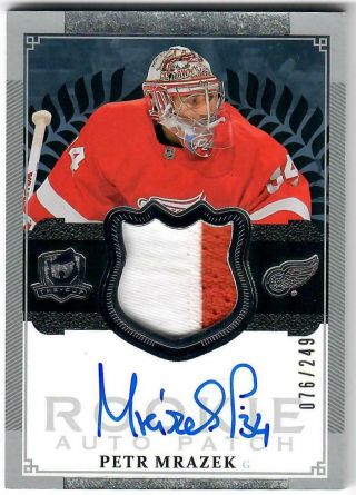 13 - 14 The Cup Petr Mrazek Rookie Patch Auto /249 Hurricanes Red Wings 2 Colors