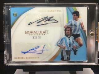 2018 - 19 Immaculate Soccer Diego Maradona / Gabriel Batistuta Dual Auto Gold 3/10