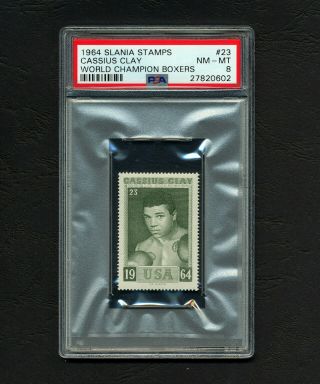 1964 Slania Stamps 23 Cassius Clay Psa 8 Muhammad Ali World Champs Boxers