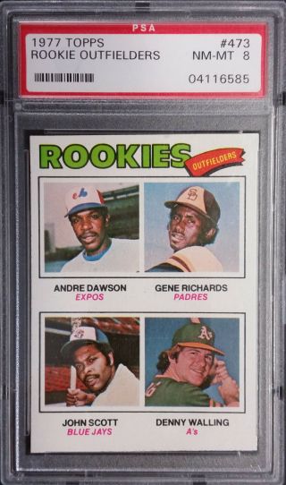 1977 Topps Baseball 473 Hof Andre Dawson Rc Montreal Expos Psa 8 Nm - Mt