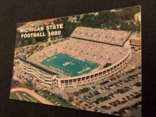 1988 - 1989 Michigan State College Football Pocket Schedule Stadium View Front
