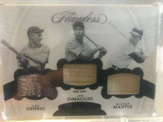 2018 Flawless Baseball Lou Gehrig/joe Dimaggio/mickey Mantle 3x Relic True 1/1