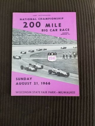 1966 200 Mile Big Car Race Wisconsin State Fair Souvenir Program