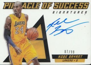 2013 - 14 Pinnacle Of Success Kobe Bryant Sp On Card Auto /99
