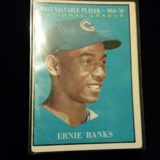 Ernie Banks Chicago Cubs 1961 National League Mvp 58 - 59 Card