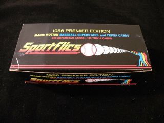 1986 Sportflics Baseball Premier Edition Factory Set W/ Trivia Cards Nm/m
