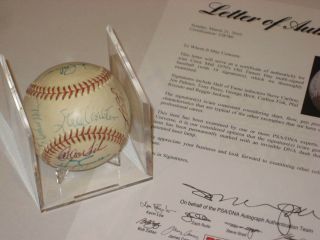 Mid 1970s Old Timers Multi Signed Baseball,  Psa Loa (brett,  Fisk & R.  Jackson)