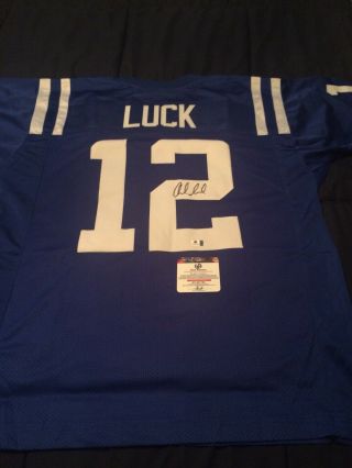 Andrew Luck Indianapolis Colts Qb 12 Signed Custom Blue Jersey Autographed W/coa