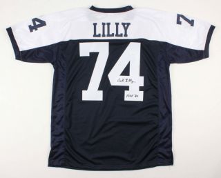 Mr Cowboy Bob Lilly Signed Dallas Cowboys Football Jersey Inscribed " Hof 80 "