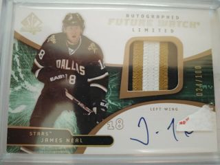 2008 - 09 Sp Authentic Auto Patch 3 Col James Neal /100 Rc Rookie