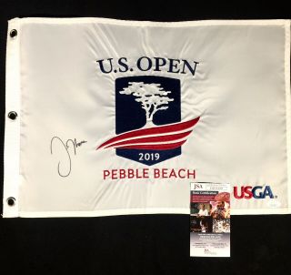 Justin Thomas Signed 2019 Us Open At Pebble Beach Golf Flag U.  S.  Jsa Dd31658
