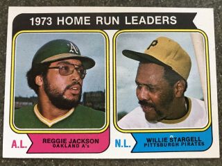1974 Topps Reggie Jackson/willie Stargel Home Run Leaders Card 202 Nrmt/mt