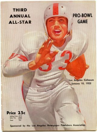 1953 Third Annual All - Star Pro Bowl Game Program,  L.  A.  Coliseum,  1/10/1953