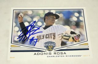 Adonis Rosa Signed 2017 Charleston Riverdogs Team Set Card York Yankees