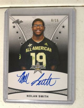 2019 Leaf Metal All American Auto Nolan Smith 6/15 Georgia 1 Player In Country
