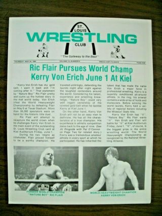 St Louis Wrestling Program - 6/1/84 Flairvsvon Erich Blackjacksvscrusher - Sheik
