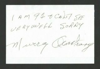 Murray Armstrong Authentic Autographed Signed Toronto Maple Leafs 4x6 Index Card