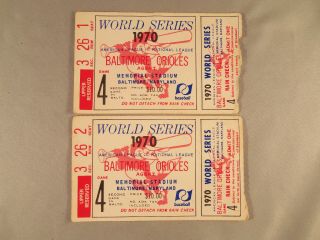 Vintage 1970 Baltimore Orioles World Series " Game 4 " Tickets - 2 Tickets
