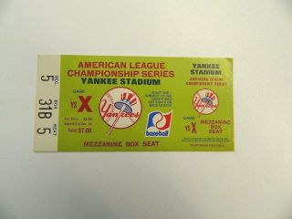 Rare 1966 - 1973 York Yankees Alcs Ticket Stub Game Ys X Ex