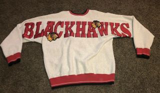 Vintage Chicago Blackhawks Spell Out Nhl Hockey M Sweatshirt