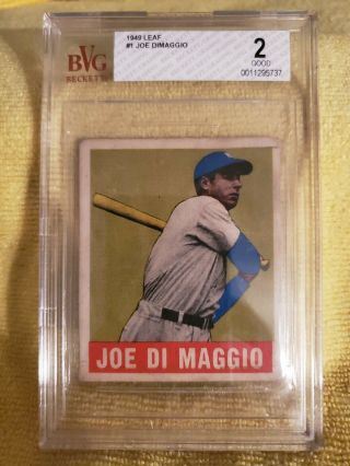 Joe Dimaggio 1948 - 1949 Leaf 1 Baseball Card Graded Bvg Good 2