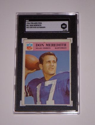 1966 Philadelphia Football 61 Don Meredith Autograph Card Sgc Certified