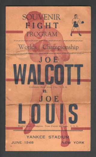 1948 Joe Louis Vs Joe Walcott Boxing Program - Yankee Stadium (evans)