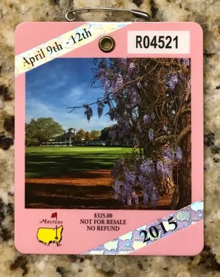 2015 Masters Augusta National Golf Club Badge Ticket Jordan Spieth Wins Pga