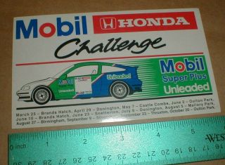Vtg Mobil Gas Oil Honda Crx Challenge Old 1980s Racing Decal Sticker