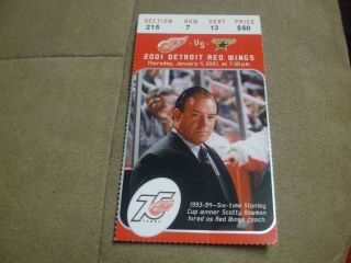 2001 Detroit Red Wings Ticket Stub Jan 4,  2001 Scotty Bowman Exc L@@k