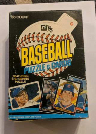 1985 Donruss Baseball Complete Wax Box With 36 Packs Packs