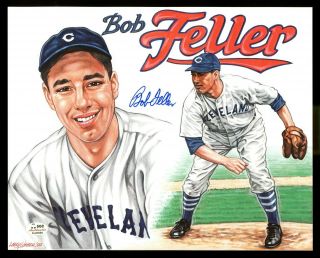 Bob Feller Auto/autograph Signed 8x10 Cleveland Indians Color Art Print Sgc